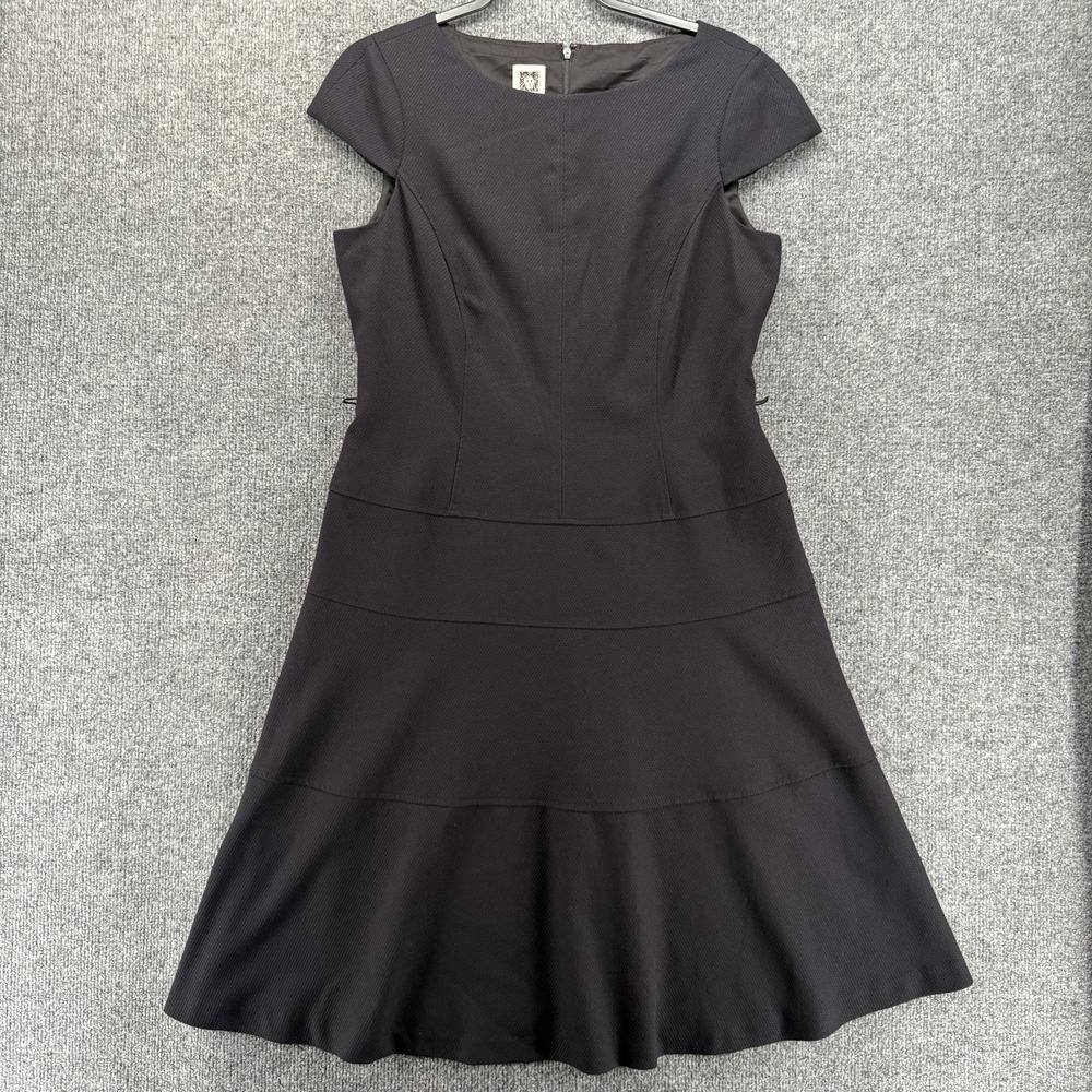 Anne Klein Dress Womens 12 Black Boat Neck Fit Flare Jackie O Old Money Preppy